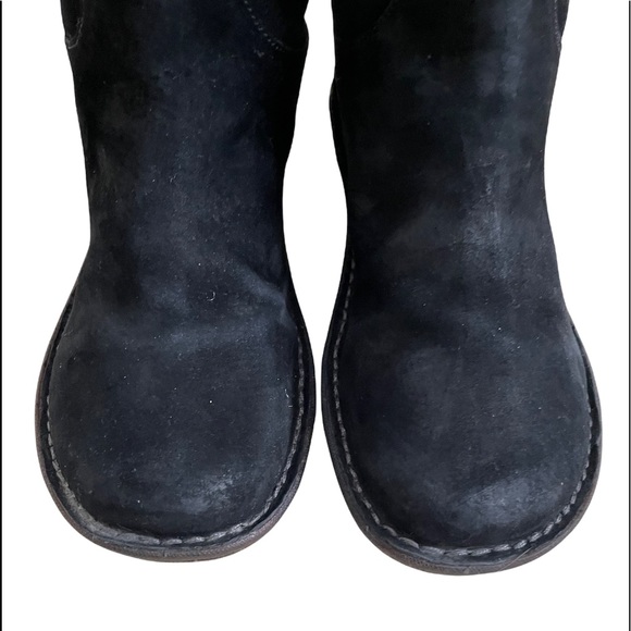UGG Kaylana Black Suede Leather Warm Sheepskin Lined Pull On Winter Boots - Picture 8 of 16